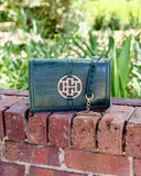 Cecilia Circle Logo Handbag Hunter Green EC