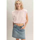 Bubble Hem Cotton Eyelet Sleeveless Top