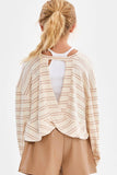 Striped Open Back Brushed Knit Top