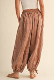 IP1530-B STRIPED DOUBLE GAUZE CONTRAST POCKET BALLOON PANTS