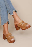 Trendy KA-77 wedge heel mules with adjustable buckle