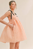 ID6302 BOW STRAP SQUARE NECK BABYDOLL MINI DRESS