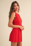 IR2451 LINEN SLEEVELESS MINI DRESS WITH BUILT IN SHORTS