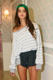 Raw Edge Details Striped High-Low Top