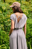 R5096D  Solid Scuba Open Front Wide Leg Jumpsuit