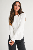 8414IN Thermal Knit Lettuce Edge Long Sleeve Top