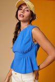 PT19612 Side Pleats Sleeveless Tee