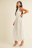 ID9030 BOATNECK SCOOP BACK CHEVRON WAIST FLARED MIDI
