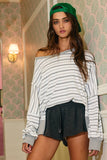 Raw Edge Details Striped High-Low Top