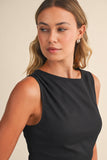 ID10174-A SLEEVELESS WOVEN MINI DRESS WITH SIDE PLEAT DETAIL