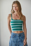 S1304N | Knit Striped Seamless Cami Strap Reversible Top