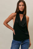 COWL NECK TOP WITH ATTACHED SCARF