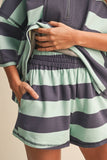 IST5983-A  STRIPED HALF ZIP TOP AND SHORTS SET