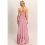Halter Neck Smocked Maxi Dress