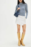 Stripe Turtleneck basic top fitted tee long sleeve top
