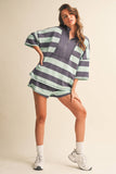 IST5983-A  STRIPED HALF ZIP TOP AND SHORTS SET
