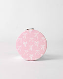 Hannah Bow Pocket Mirror   Pink/White   2.75"