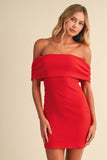 ID7783 OFF SHOULDER MINI DRESS WITH TIED BACK BOW