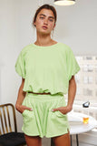 Bubble Hem & Sleeve Terry Crop Top