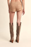 SUEDE SOLID COLOR SLIM FIT-IN STRETCH MICRO SHORTS