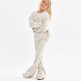 Cotton Terry Slit Hem Pants