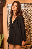 R5268 Ruffled Solid Woven Romper