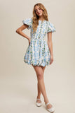 Floral Puff Sleeve Smocked Dress
