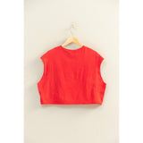 Crew Neck Boxy Sleeveless Cropped Top