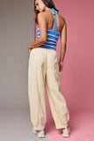PT19558 Striped Textured Knit Halter Top - Fitted