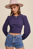 Floral Back Tie Ribbed Crop Top