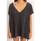 Oversized V-Neck Mineral Washed Top