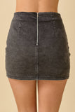 Mini Denim Skort With Front Pocket And Ribbon Bow