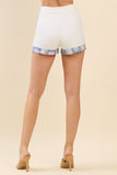 CP10227-Contrast Floral Print High Waisted Shorts