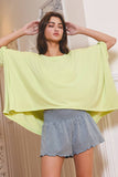 Solid Knit Semi-Crop Batwing Top
