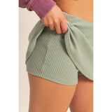Ribbed Elastic Waist Mini Skort