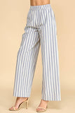 CP10119-Striped Elastic Waist Wide Leg Pants