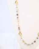 Fairbanks Long Glass Beaded Necklace Gray Multi