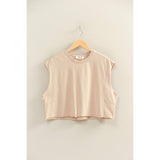 Crew Neck Boxy Sleeveless Cropped Top