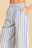 CP10119-Striped Elastic Waist Wide Leg Pants