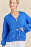 Chunky Knit Button-Up Cardigan With Gold Buttons