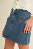 CS5938A - PEARL POCKET DETAIL DENIM SKIRT