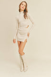 IST5189 MINI RIB KNIT SKIRT WITH SIDE SLIT AND MOCK TOP