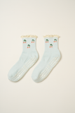 Cherry Ruffle Grip Sock [Baby Blue], Pilates Socks