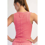 MINERAL WASHED COTTON RIB SLEEVELESS TANK