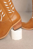 LUCIA LEAVES CUT OUT DESIGN TALL COWBOY BOOTS