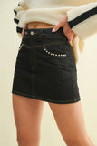 CS5938A - PEARL POCKET DETAIL DENIM SKIRT