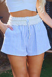 P5574-1 | Contrast Detail Striped Seersucker Short