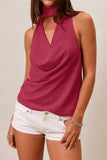 COWL NECK TOP WITH ATTACHED SCARF