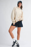 9164HK Oversized Mock Neck Washed Sweatshirt