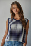 L9705 | Knit Cotton Spandex Striped Ribbed Sleeveless Top